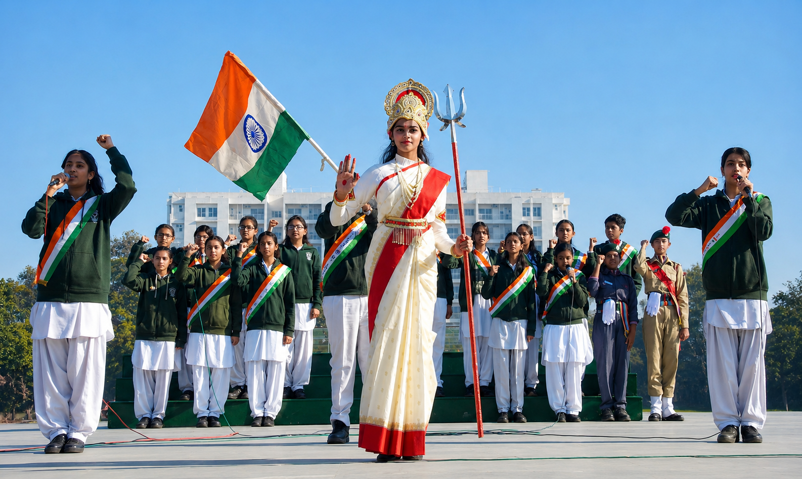 DPS Agra students performing patriotic cultural program on Republic Day